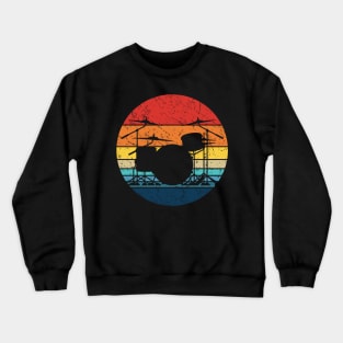 Drummer Retro Drum Set Silhouette Illustration Crewneck Sweatshirt